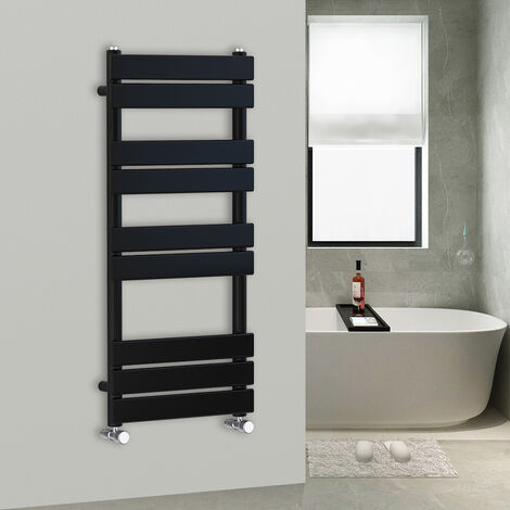 WarmeHaus Flat Panel Bathroom Heated Towel Rail Radiator Ladder Black 1000x450mm