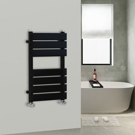 WarmeHaus Flat Panel Bathroom Heated Towel Rail Radiator Ladder Black 650x400mm