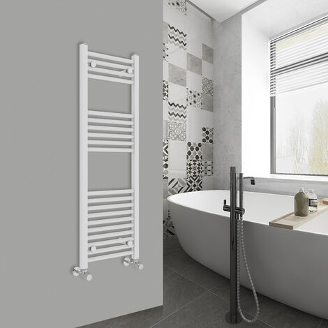 WarmeHaus Straight White Bathroom Ladder Radiator 1200x400mm (1/5)
