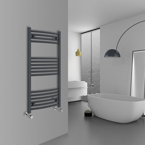 WarmeHaus Curved Anthracite Bathroom Ladder Radiator 1000x500mm (1/5)