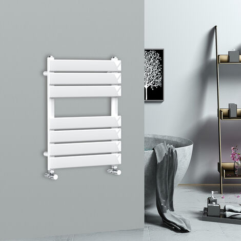 WarmeHaus 650x500mm Flat Panel Heated Towel Rail Central Heating Towel Warmer for Bathroom Kitchen White (1/5)