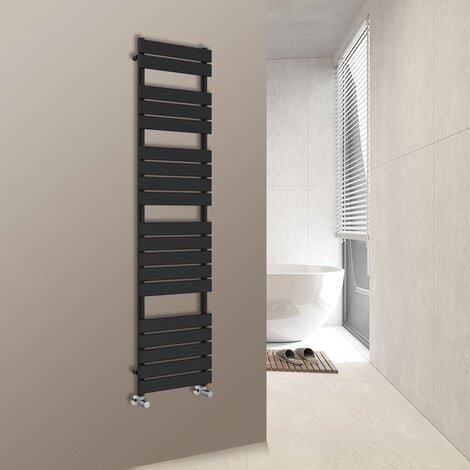 WarmeHaus Flat Panel Bathroom Heated Towel Rail Radiator Ladder Black ...