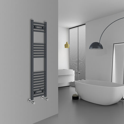 WarmeHaus Curved Anthracite Bathroom Ladder Radiator 1200x300mm (1/5)
