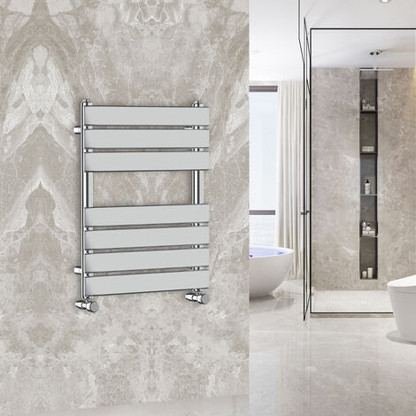WarmeHaus 650x500mm Flat Panel Heated Towel Rail Central Heating Towel Warmer for Bathroom Kitchen Chrome