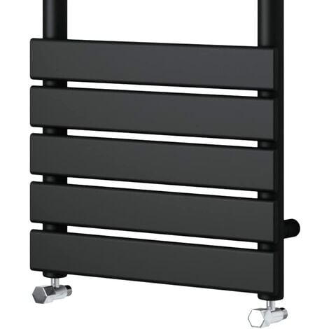 WarmeHaus Flat Panel Bathroom Heated Towel Rail Radiator Ladder Black 1200x450mm