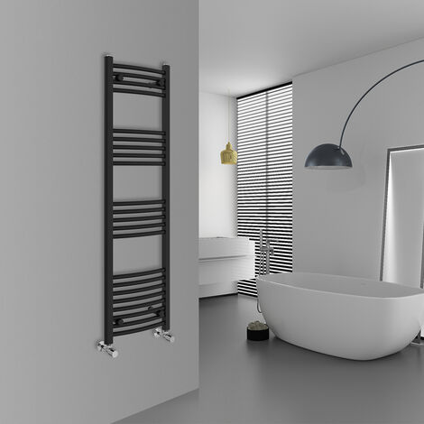 WarmeHaus Curved Black Bathroom Ladder Radiator 1400x400mm (1/5)