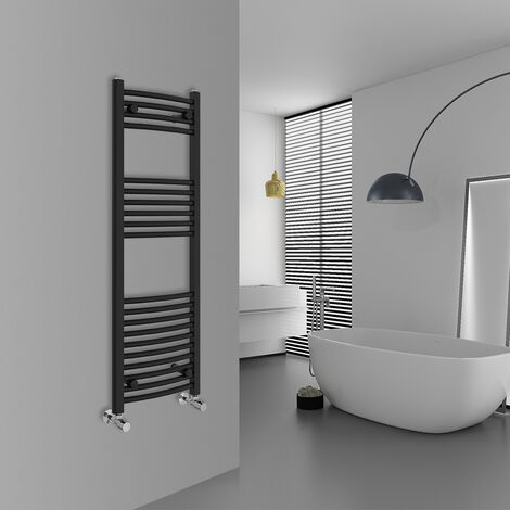 WarmeHaus Curved Black Bathroom Ladder Radiator 1200x400mm