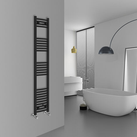 WarmeHaus Curved Black Bathroom Ladder Radiator 1600x300mm