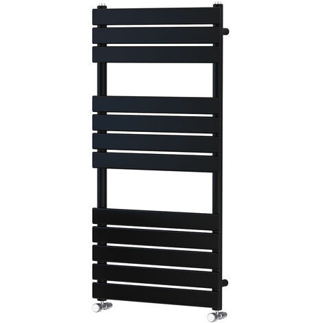 WarmeHaus 1200x600mm Flat Panel Heated Towel Rail Central Heating Towel Warmer for Bathroom Kitchen Black
