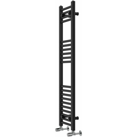 WarmeHaus Straight Black Bathroom Ladder Radiator 1200x300mm