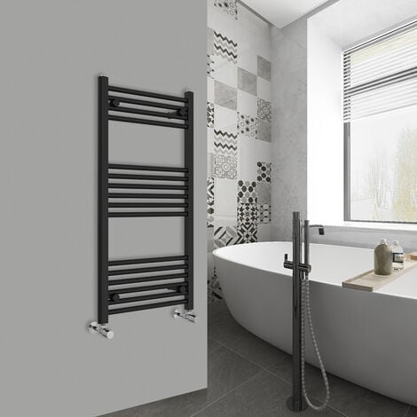 WarmeHaus Straight Black Bathroom Ladder Radiator 1000x500mm