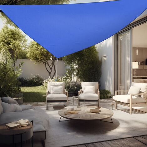 Aquariss Sun Shade Sail 5x5x5m Triangle Canopy Polyester UV Block with Free Rope Sunscreen Awning for Outdoor Garden Patio Yard Party - Blue (1/4)