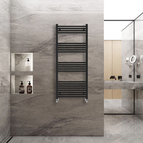 WarmeHaus Straight Heated Towel Rail Warmer Black 1400x600mm