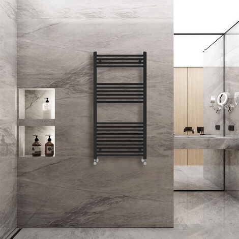 WarmeHaus Straight Heated Towel Rail Warmer Black 1200x600mm