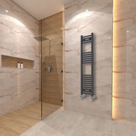 WarmeHaus Curved Heated Towel Rail Anthracite Grey 1200x300mm (1/5)
