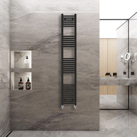 WarmeHaus Straight Heated Towel Rail Warmer Black 1800x300mm