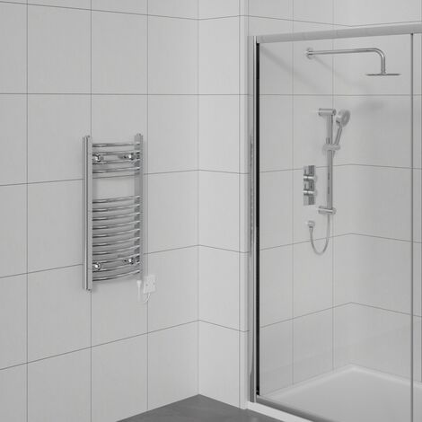 Prefilled Electric Curved Heated Towel Radiator Chrome 700x400mm