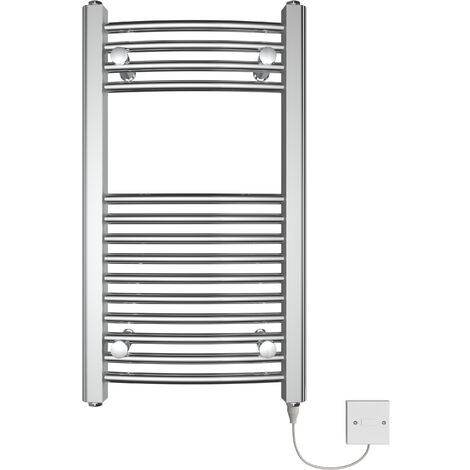 Prefilled Electric Curved Heated Towel Radiator Chrome 700x400mm