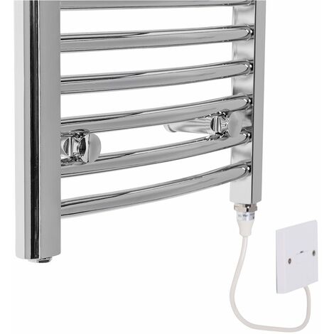 Prefilled Electric Curved Heated Towel Radiator Chrome 700x400mm
