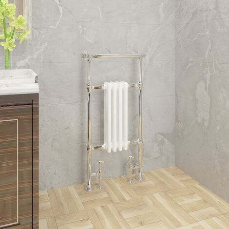 Traditional 952x479mm Heated Towel Bathroom Rail Chrome & White (1/5)