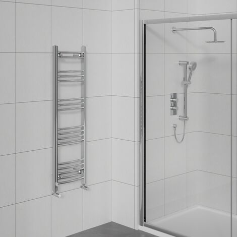 Curved Heated Towel Warmer Bathroom Radiator Chrome 1200x400mm (1/5)