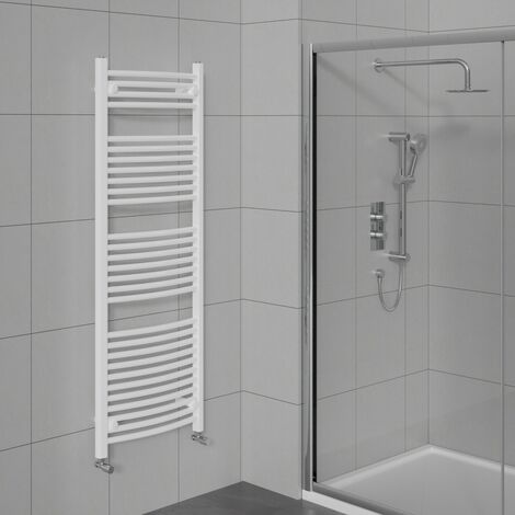 Curved Heated Towel Warmer Bathroom Radiator White 1500x600mm (1/5)