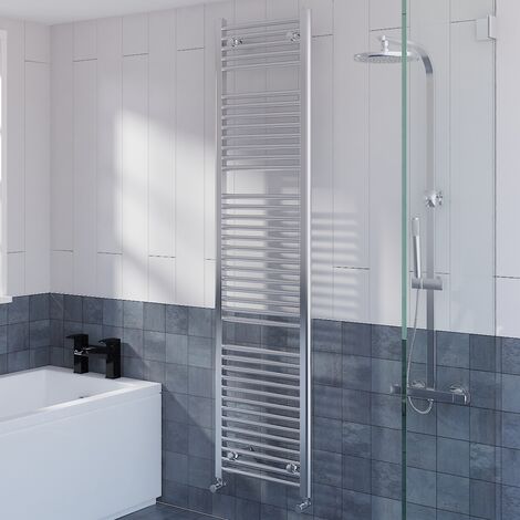 Straight Heated Towel Rail Bathroom Radiator Chrome 1800x450mm (1/5)