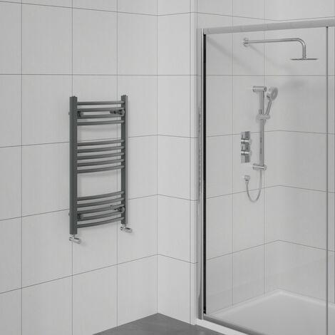 Curved Heated Towel Warmer Bathroom Radiator Anthracite 800x500mm (1/5)