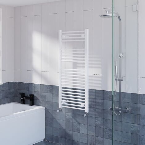 Straight Heated Towel Rail Bathroom Radiator White 1100x500mm