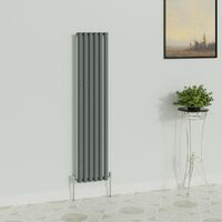 WarmeHaus Vertical Oval Single Anthracite Radiator 1600x354mm