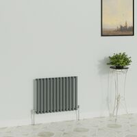 WarmeHaus Horizontal Oval Single Anthracite Radiator 600x767mm