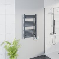 WiFi Thermostatic Curved Towel Rail Timer Anthracite 800x500mm