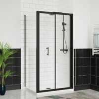 Aquariss Bifold Shower Door+Side Panel Black 900x700