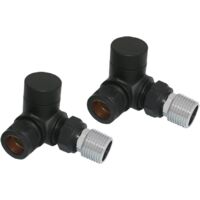 Warmehaus Corner Towel Radiator Valves 15mm Twin Pack Black