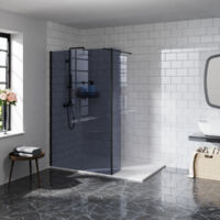 Aquariss 1400mm Grey Glass Screen Panel+300 Return Panel Black