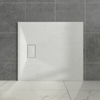 Aquariss White Rectangular Shower Tray Slate Effect SMC Slip-Resistant Shower Base for Enclosures 1000x900mm with Waste
