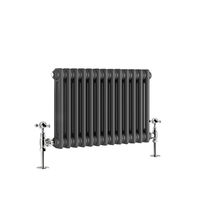 Traditional Cast Iron Style Anthracite Double Horizontal Radiator 300 x 605mm