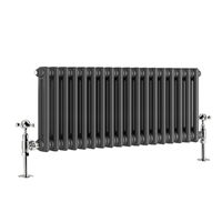 Traditional Cast Iron Style Anthracite Double Horizontal Radiator 300 x 830mm