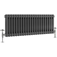 Traditional Cast Iron Style Anthracite Double Horizontal Radiator 300 x 1010mm