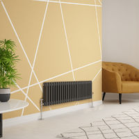Traditional Cast Iron Style Anthracite Double Horizontal Radiator 300 x 1190mm
