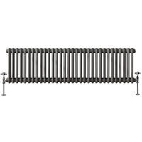 Traditional Cast Iron Style Anthracite Double Horizontal Radiator 300 x 1460mm