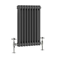 Traditional Cast Iron Style Anthracite Double Horizontal Radiator 600 x 425mm