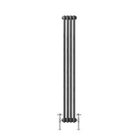 Traditional Cast Iron Style Anthracite Double Vertical Radiator 1500 x 200mm