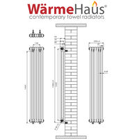 Traditional Cast Iron Style Anthracite Double Vertical Radiator 1500 x 290mm