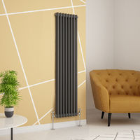 Traditional Cast Iron Style Anthracite Double Vertical Radiator 1500 x 380mm