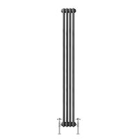 Traditional Cast Iron Style Anthracite Double Vertical Radiator 1800 x 200mm