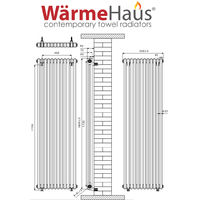 Traditional Cast Iron Style White Double Vertical Radiator 1800 x 560mm
