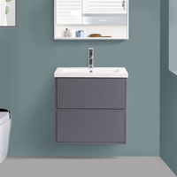 600mm Grey Vanity Unit Resin Basin Bathroom Drawer Furniture
