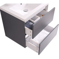 600mm Grey Vanity Unit Resin Basin Bathroom Drawer Furniture