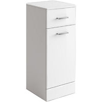 Gloss White Bathroom Laundry Basket Cupboard Drawer Storage Furniture Unit 330mm